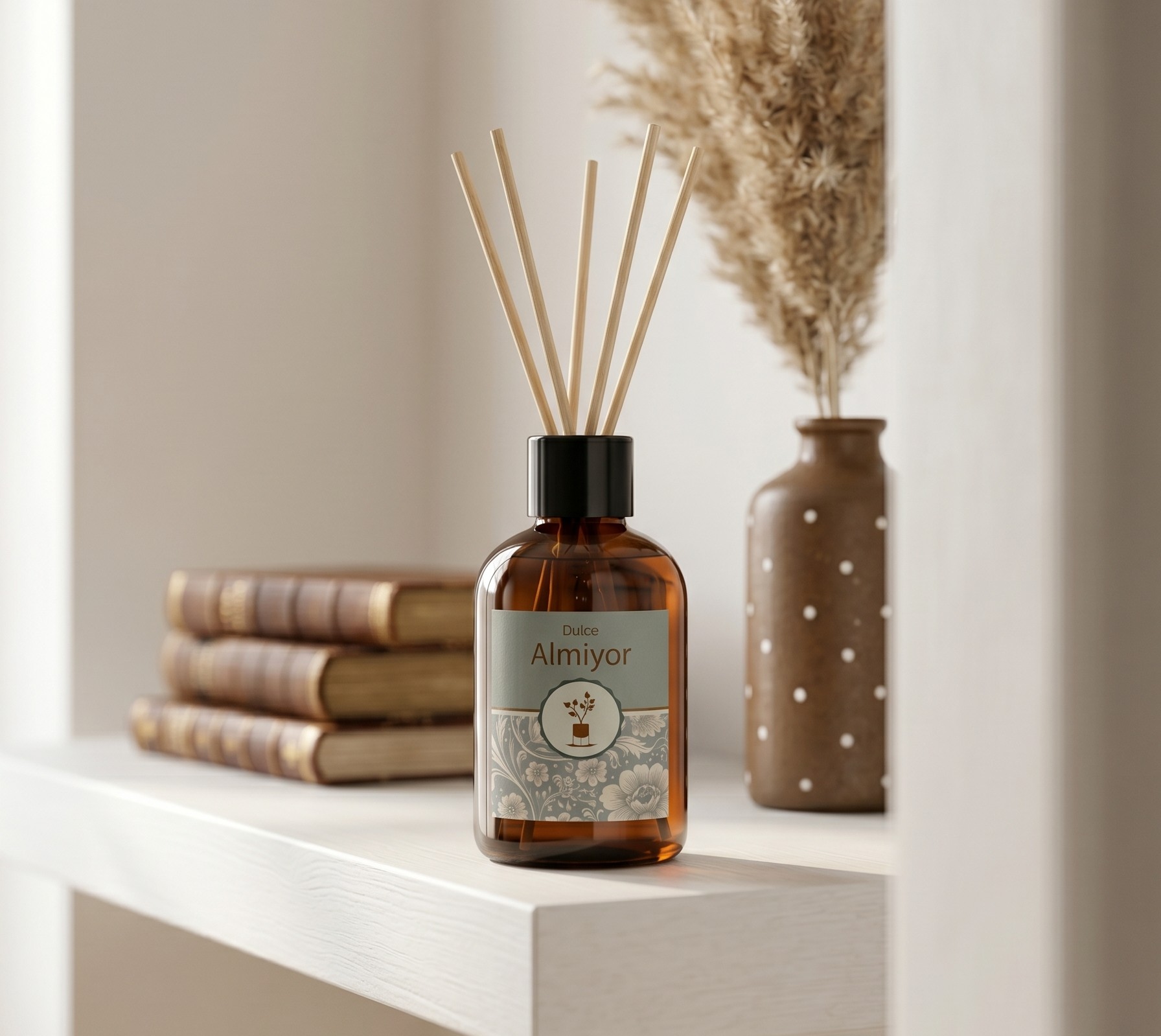 Difusor de Ambientes Premium Dulce Almilor 150 ml — varillas de ratán natural